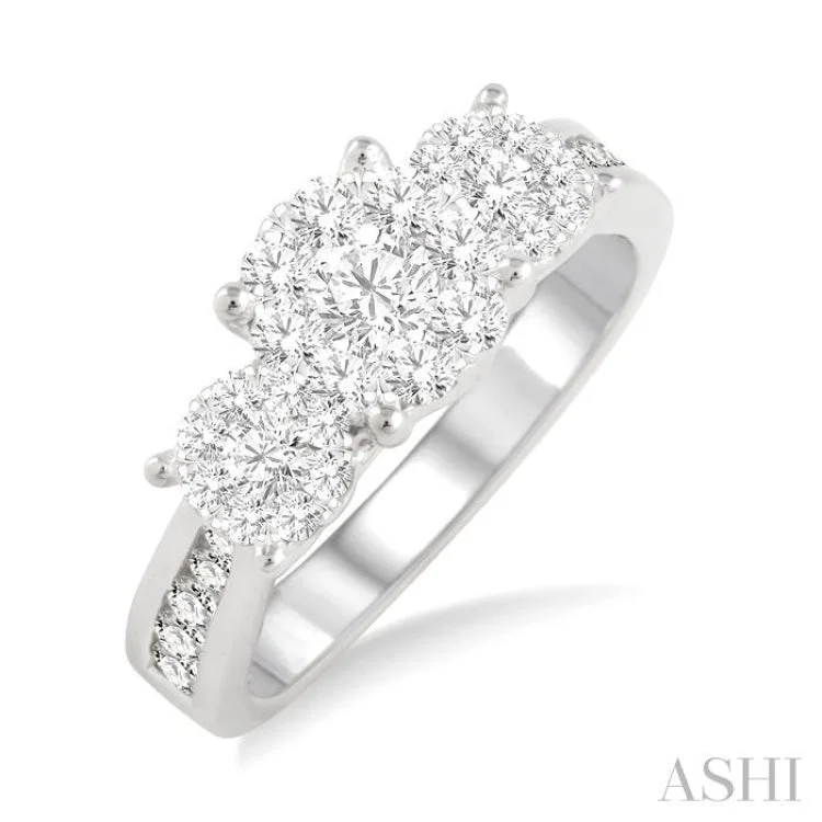 Custom Name Rings for Women-1.00 ctw Lovebright Round Cut Diamond Ring in 14K White Gold