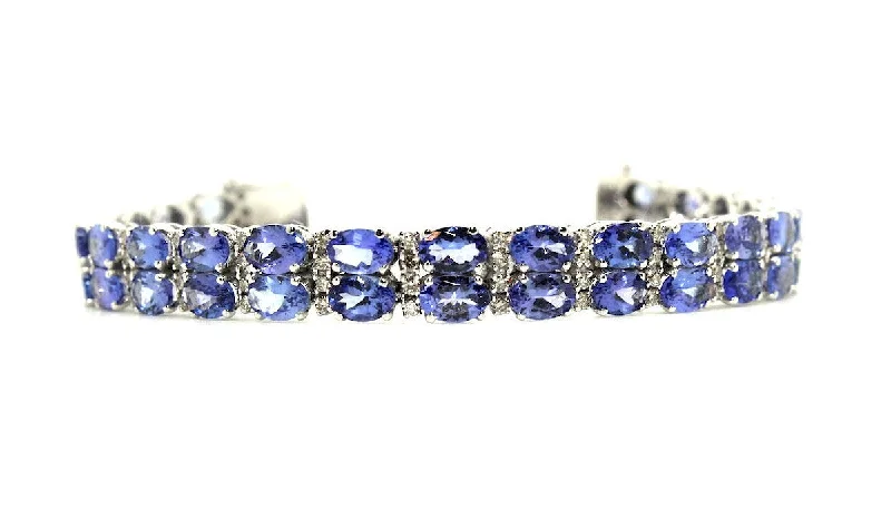 Unique Gold Bracelets for Women-Tanzanite & Diamond Double Row Bracelet/Item code: BR 2