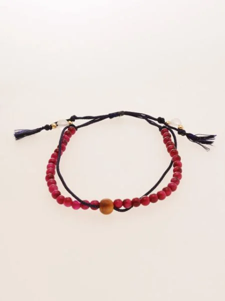 Colorful Bracelets for Summer-Silk String KUMIHIMO Braid Bracelet Rose Tiger Eye φ4