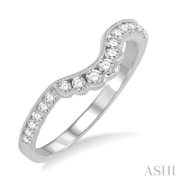 Fashionable Engagement Rings with Birthstones-1/5 ctw Round Cut Diamond Wedding Band in 14K White Gold