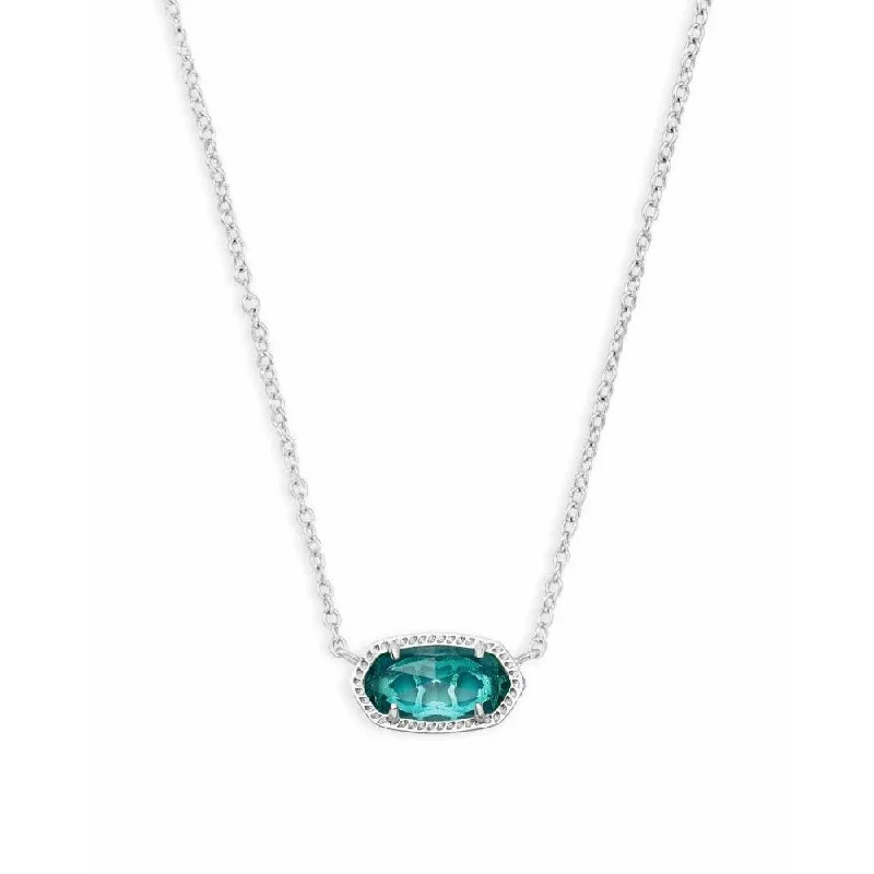 Dog Necklaces-Kendra Scott Elisa Necklace in Rhodium with London Blue