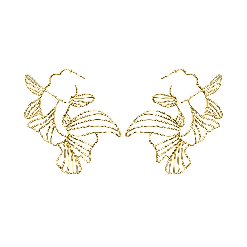 Luxury Hoop Earrings-Koi Gold Plated Earrings