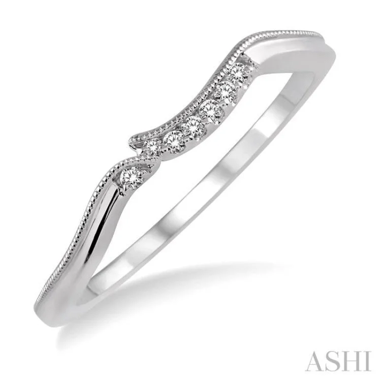 Custom Made Men’s Wedding Bands-1/20 ctw Round Cut Diamond Wedding Band in 14K White Gold