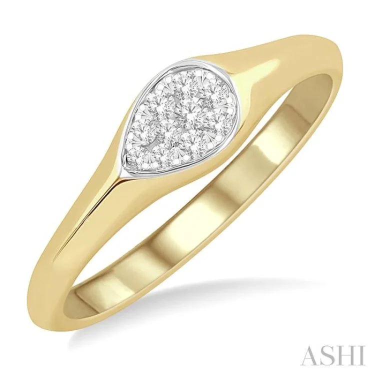 Men’s Custom Wedding Bands with Diamonds-1/10 ctw Pear Shape Lovebright Diamond Ring in 14K Yellow and White Gold