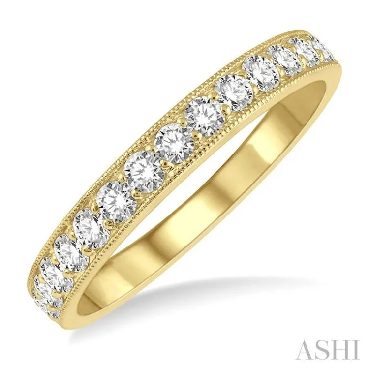 Men’s Custom Promise Wedding Rings-1/2 ctw Round Cut Diamond Wedding Band in 14K Yellow Gold