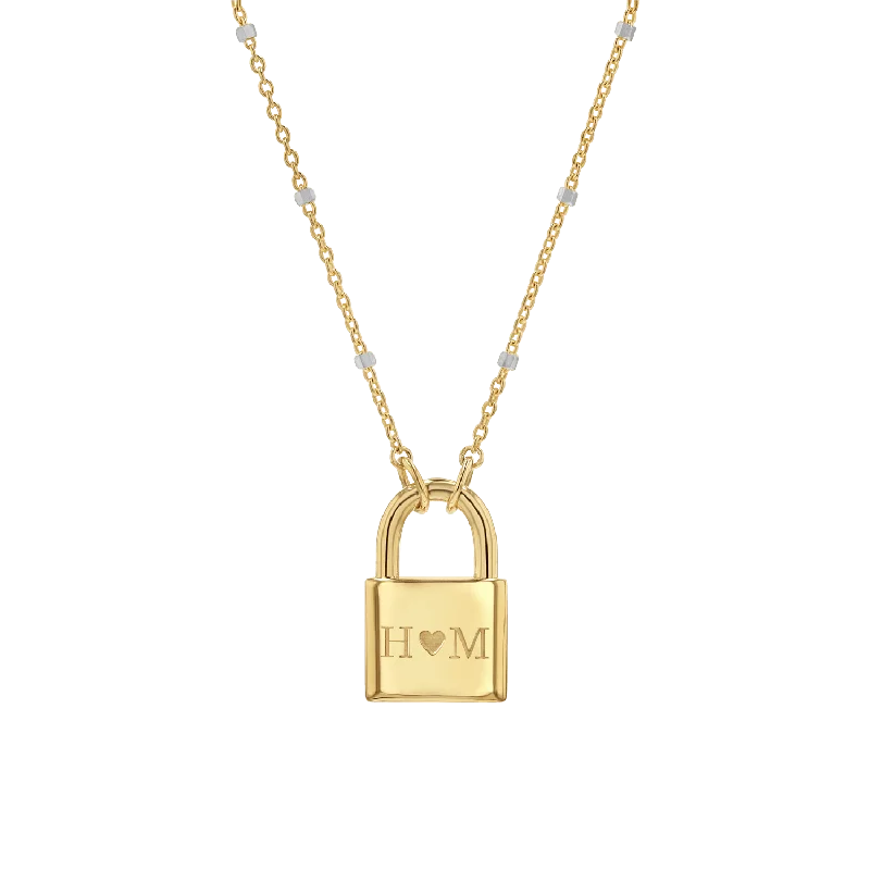 Luxury Pendant Necklaces-Love Padlock Engravable Sparkle Necklace