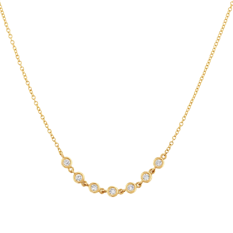 Adjustable Pendant Chain Necklaces-Diamond Bezel Station Necklace