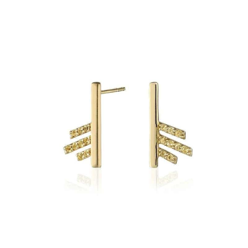 Designer Crystal Earrings-Mette 14K Gold Earrings w. Sapphires