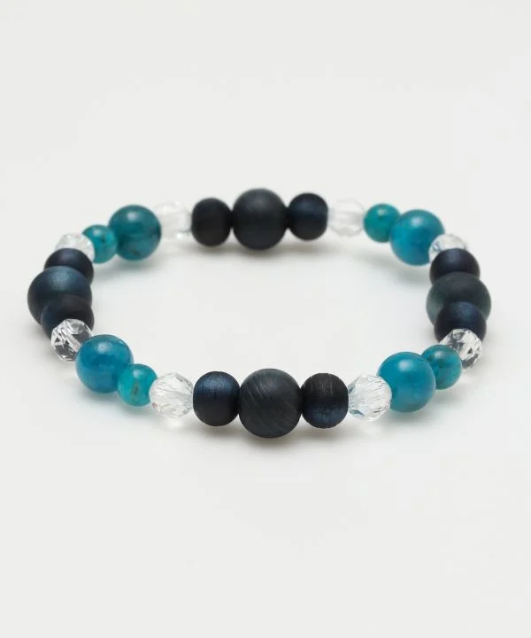 Stretch Bracelets for Comfort-AIZOME Indigo Dyed Cypress x Apatite Bracelet