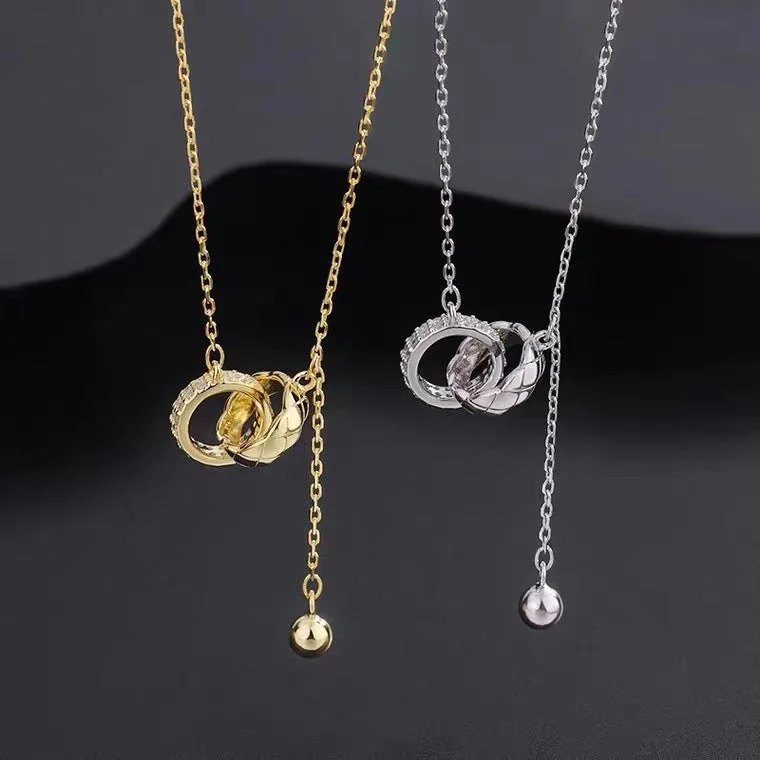 Christmas Necklaces-Moderate Luxury Ellipse Round Geometric Stainless Steel 18K Gold Plated Necklaces