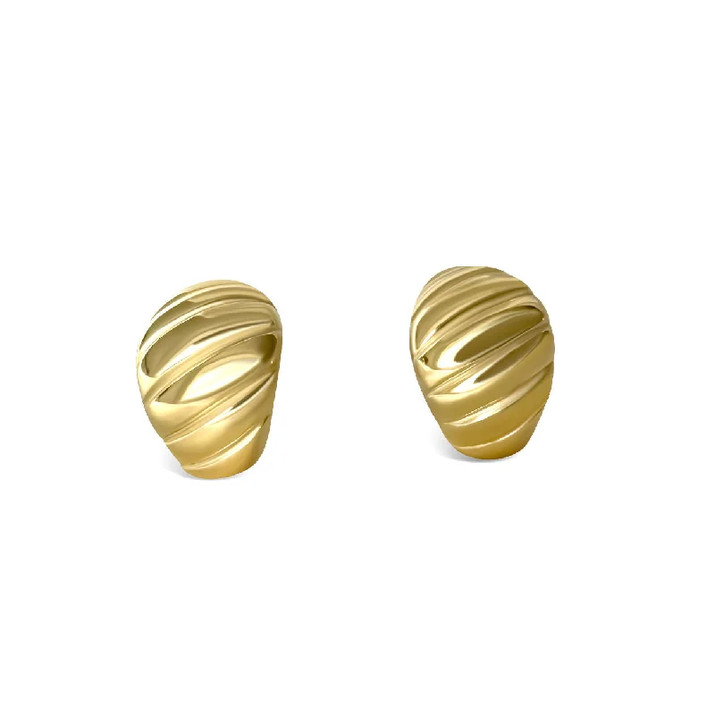 Chic Silver Earrings-Chunky Shell 18K Gold Plated Earrings