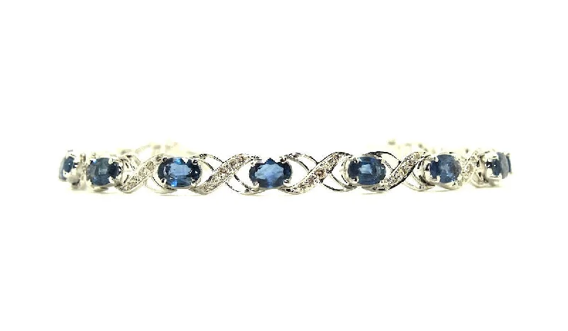 Sleek Bracelets for Women-Sapphire & Diamond X & O Bracelet/Item code: BR 4