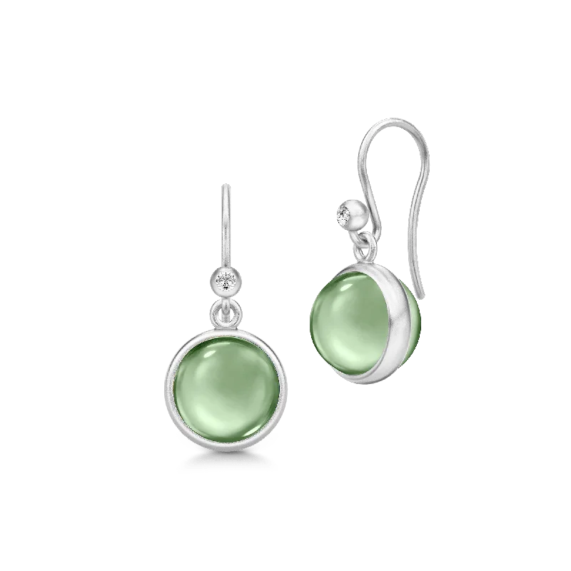 Modern Drop Earrings-Prime Green Amethyst Silver Earrings