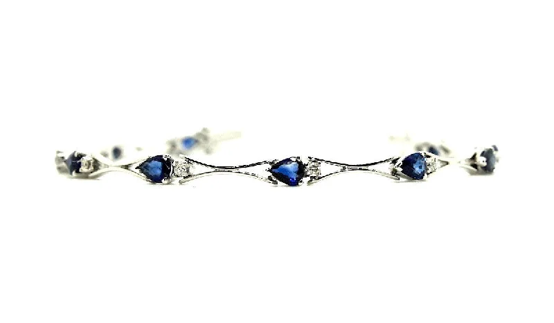 Crystal Beaded Bracelets for Women-Sapphire & Diamond Drop Bracelet