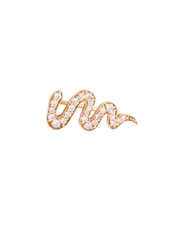 Custom Gemstone Earrings-Snake 18K Gold, Whitegold or Rosegold Earring w. Diamonds