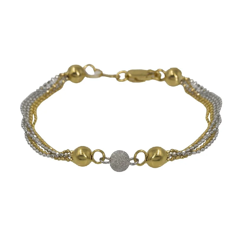 Butterfly Bracelets for Girls-22K Multi Tone Gold Bracelet W/ Multi Beaded Strands & Gold Ball Accents