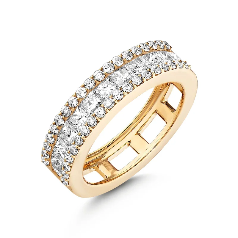 Women’s Vintage Wedding Bands-MONDRIAN 18K GOLD DIAMOND RING