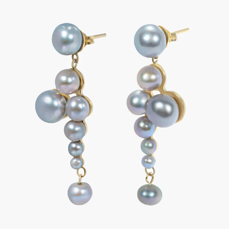 Elegant Drop Earrings for Women-Leah 02 9K Gold Earrings w. Pearls