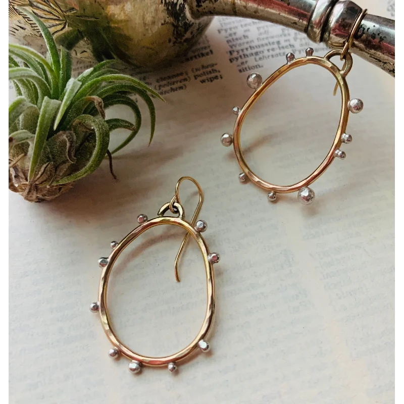 Silver and Gold Hoop Earrings-Hello Pebble Earrings - 14k Gold Fill & Sterling Silver