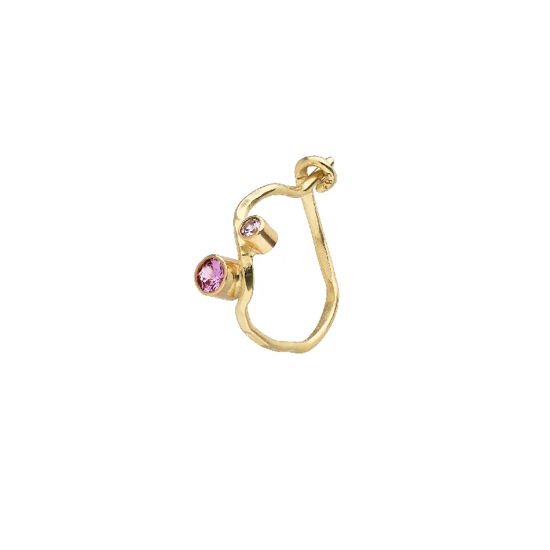 Simple Pearl Drop Earrings-Tiaré 14K Gold Earring w. Pink Sapphire