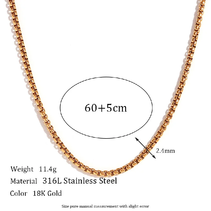 2mm square pearl chain - gold necklace -60cm 5cm