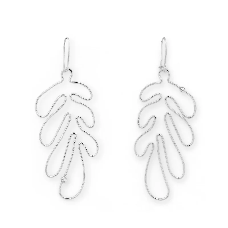 Designer Gold Earrings-Matisse 18K Whitegold Earrings w. Diamonds