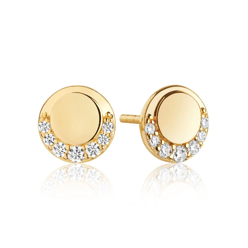 Bold Drop Earrings-Portofino Piccolo Gold Plated Earrings w. White Zirconias