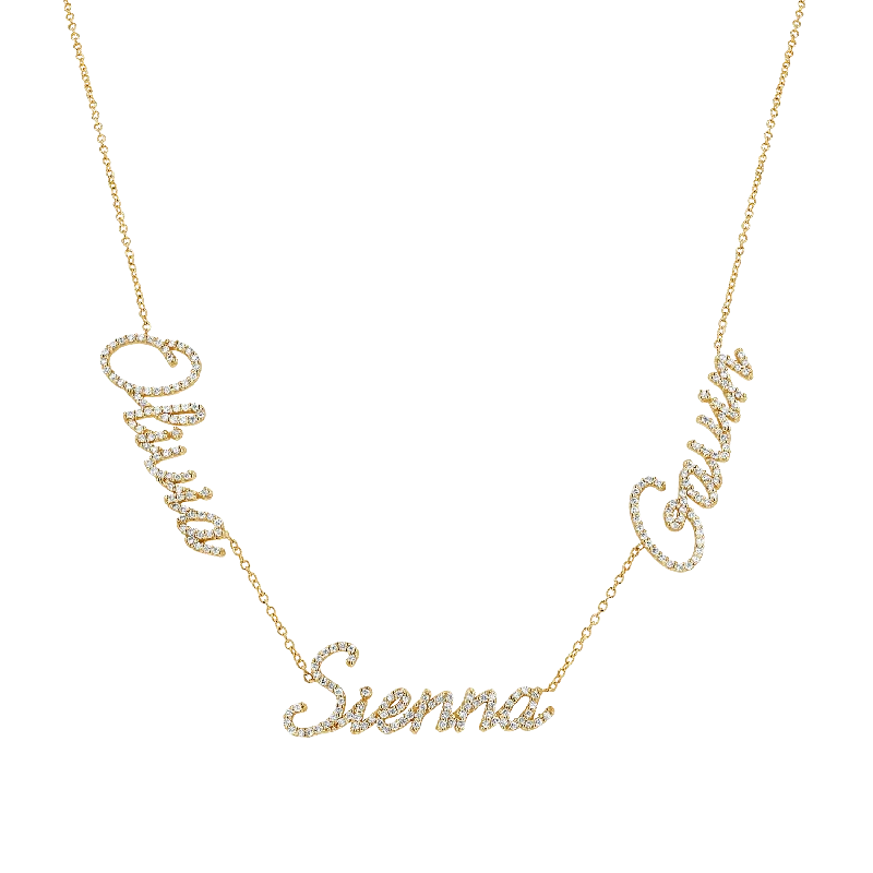 Retro Necklaces-Multi Diamond Custom Script Name Necklace