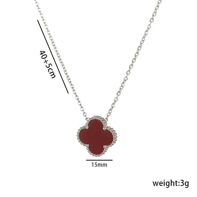 8853 Silver Red Shell Necklace 1.5CM