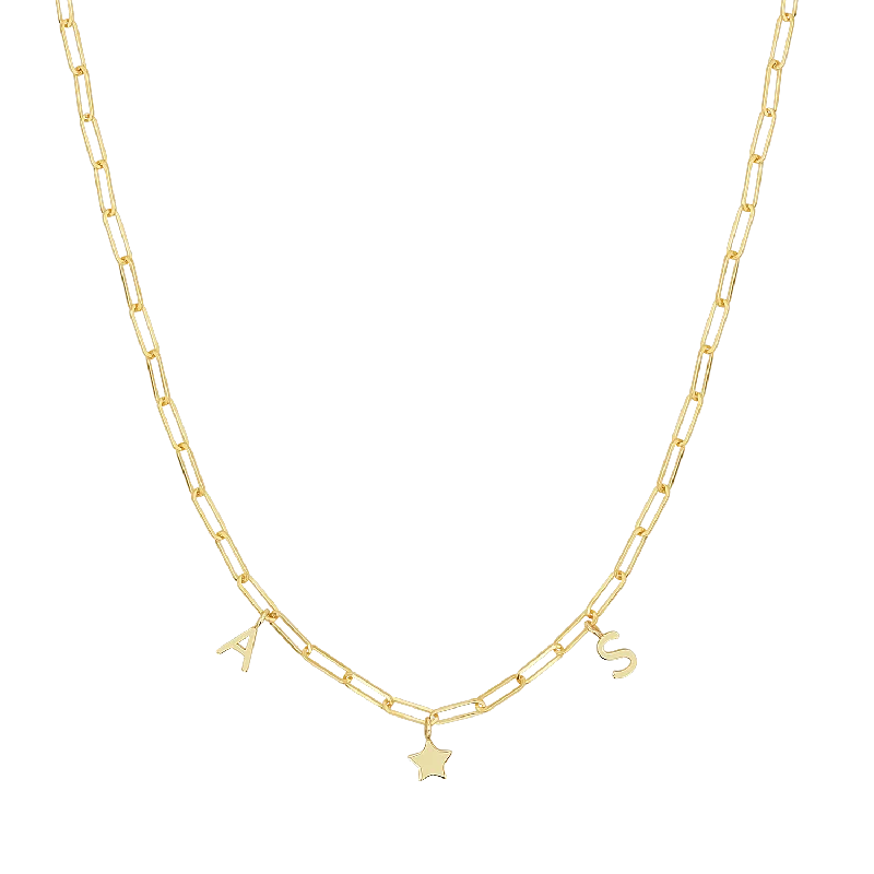 Fine Gold Necklaces-Paper Clip Link Custom Charm Necklace