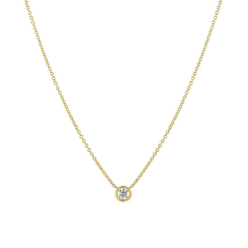 Cross Necklaces-Round Diamond Solitaire Necklace