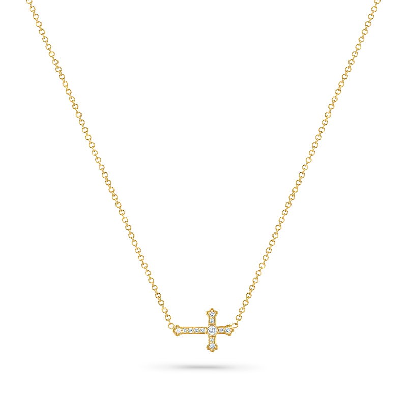 Vintage Necklaces-Diamond Sideways Cross Necklace