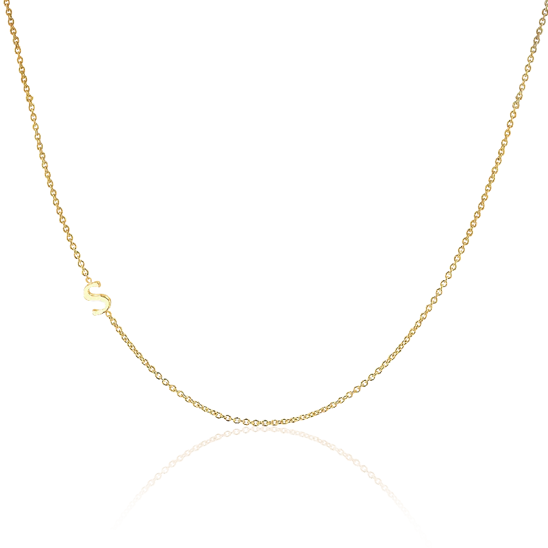 Multi-Layer Necklaces-14K Gold Asymmetrical Initial Necklace