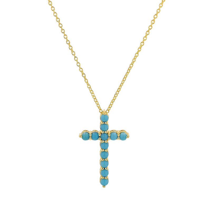 Birthstone Pendant Necklaces-Turquoise Cross Necklace