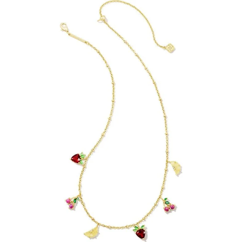 Artistic Necklaces-Kendra Scott Delicate Fruit Gold Chain Necklace