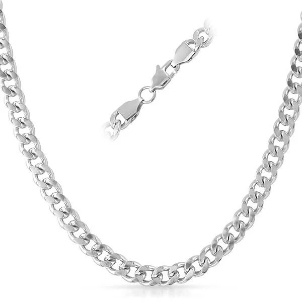 Fashion Necklaces-Cuban Stainless Steel Chain Necklace 6MM