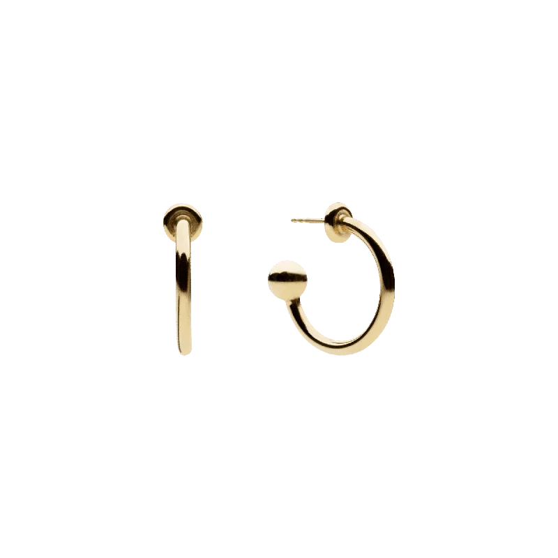 Designer Drop Hoop Earrings-Ball Hoop Earrings Gold Plated