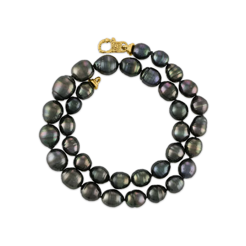 Pearl Necklaces-Tahitian Pearl Strand with Fibula Clasp