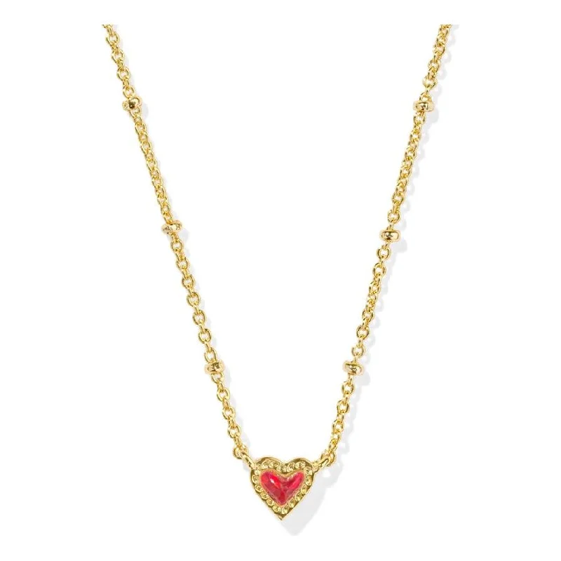 Sun Necklaces-Kendra Scott Mini Ari Gold Heart Necklace