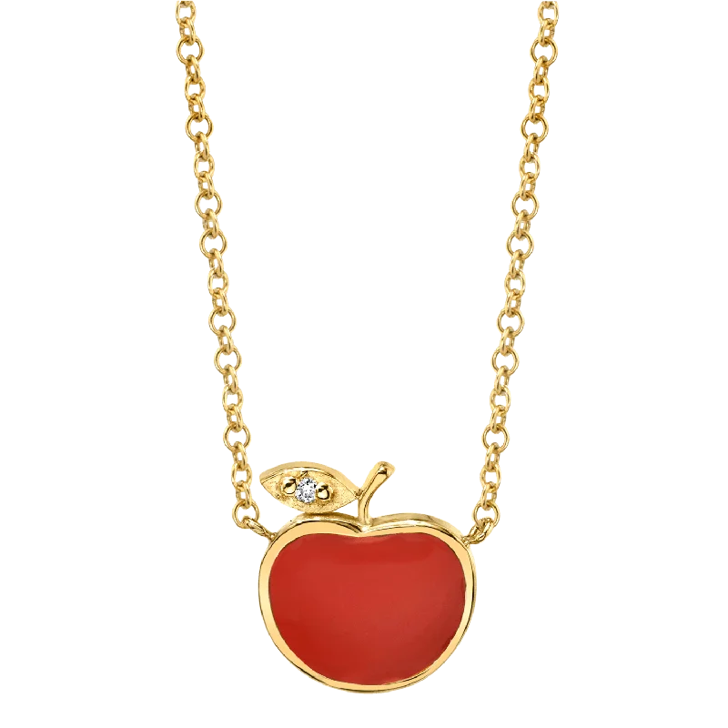 Cat Necklaces-Enamel Apple Necklace