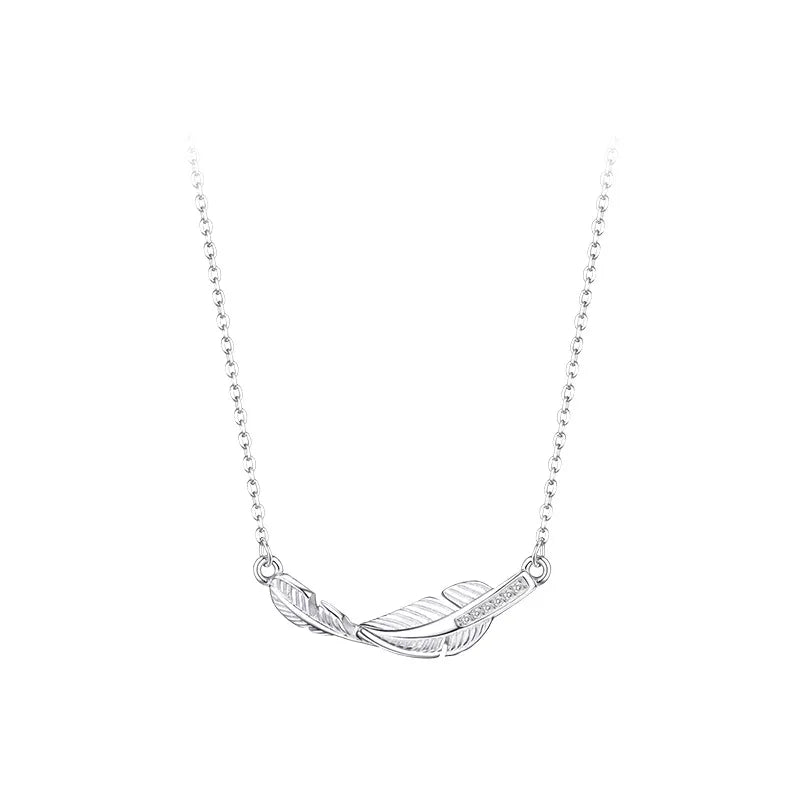 White Gold Color Feather Necklace