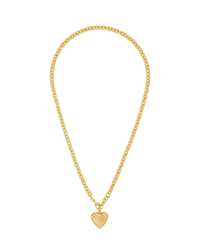 Luxury Custom Necklaces-The Mini Puffy Heart Necklace in Gold