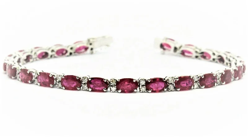 Classic Gold Bracelets-Ruby And Diamond Tennis Bracelet Ad No.0758