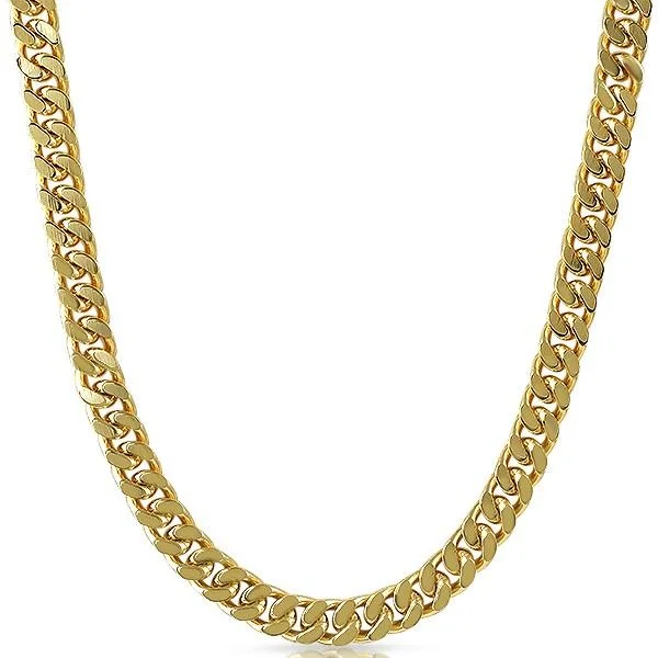 Trendy Gold Necklaces-Gold Plated Cuban Box Chain Necklace 8MM