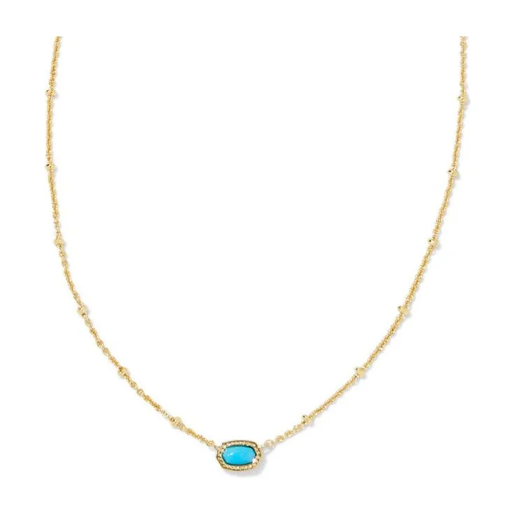 Bridesmaid Necklaces-Kendra Scott Elisa Mini Gold Satellite Necklace in Turquoise Magnesite