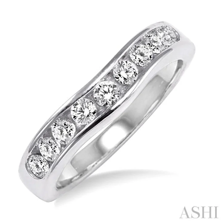 Men’s Personalized Rings-1/2 ctw Round Diamond Matching Wedding Band in 14K White Gold