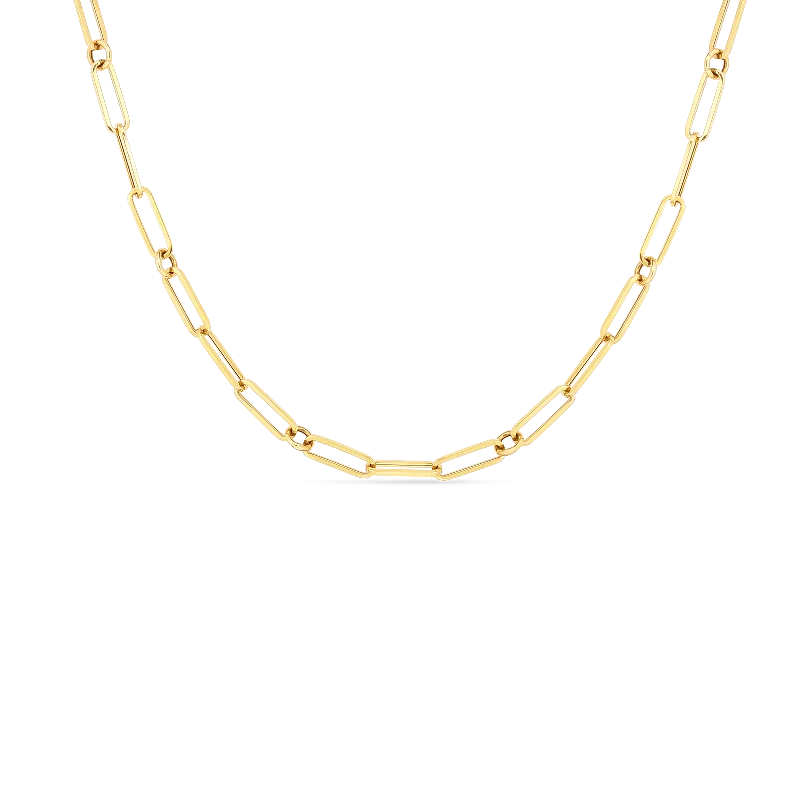 Travel Necklaces-Roberto Coin 18K Yellow Gold 22" Fine Paperclip Necklace