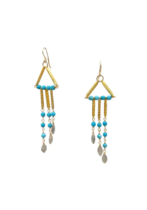 Crystal Hoop Earrings for Women-Turquoise Labradorite Statement Earrings