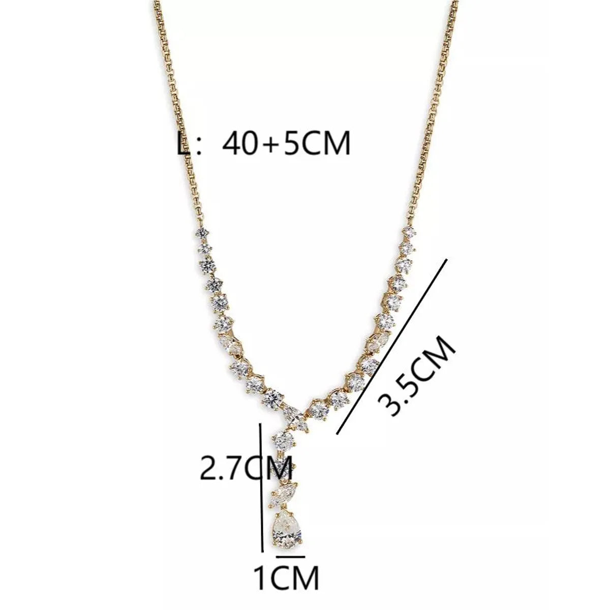 Water Drop Zircon Necklace (Gold)