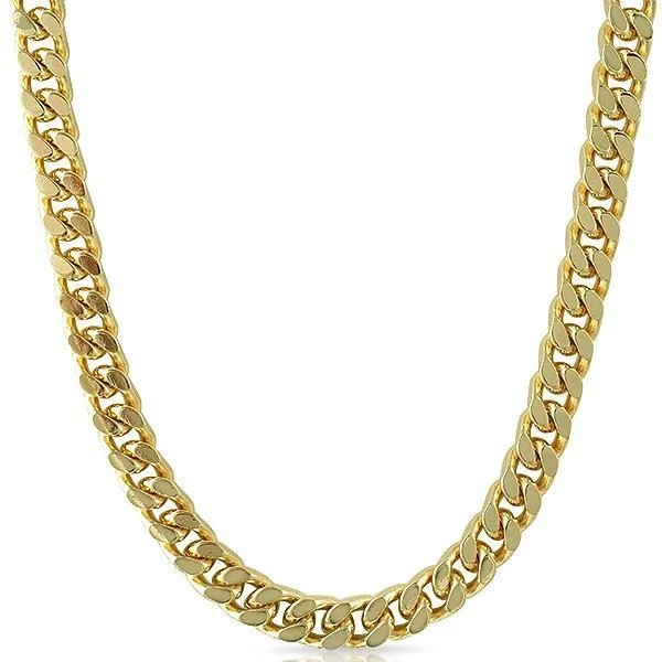 Choker Necklaces-Cuban Box Necklace Gold Plated Chain 10mm